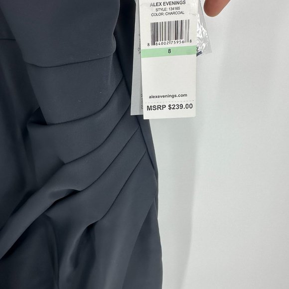 Alex Evenings embellished Halter Neck Sleeveless Ruched Sheath Dress NWT  grey 8 - Picture 8 of 8